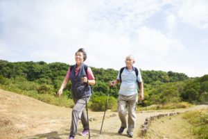 Aging couple exercising