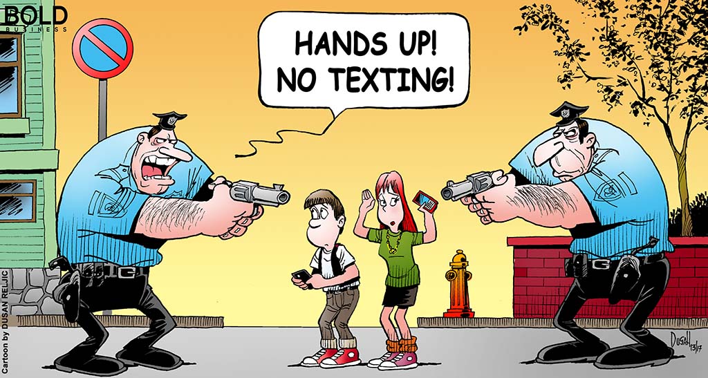 cops implementing the ban texting while walking law