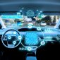 Interior view of a driverless car, a smart car test initiative in virginia