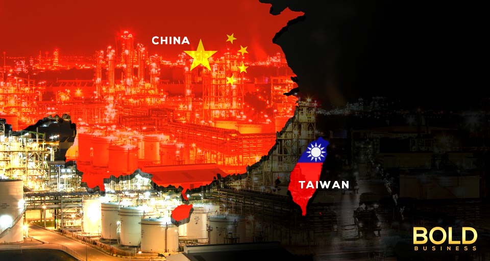 Map of China and Taiwan and power plant.