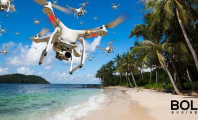 Drone swarm over the beach