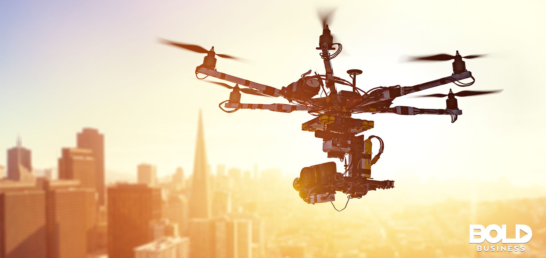 Drone flying over San Francisco - UAS