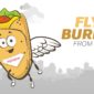 cartoon of a burrito flying with wings illustrating google drone delivery service