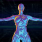 an infrared-like image of a human body amid talks about big data in biology and health
