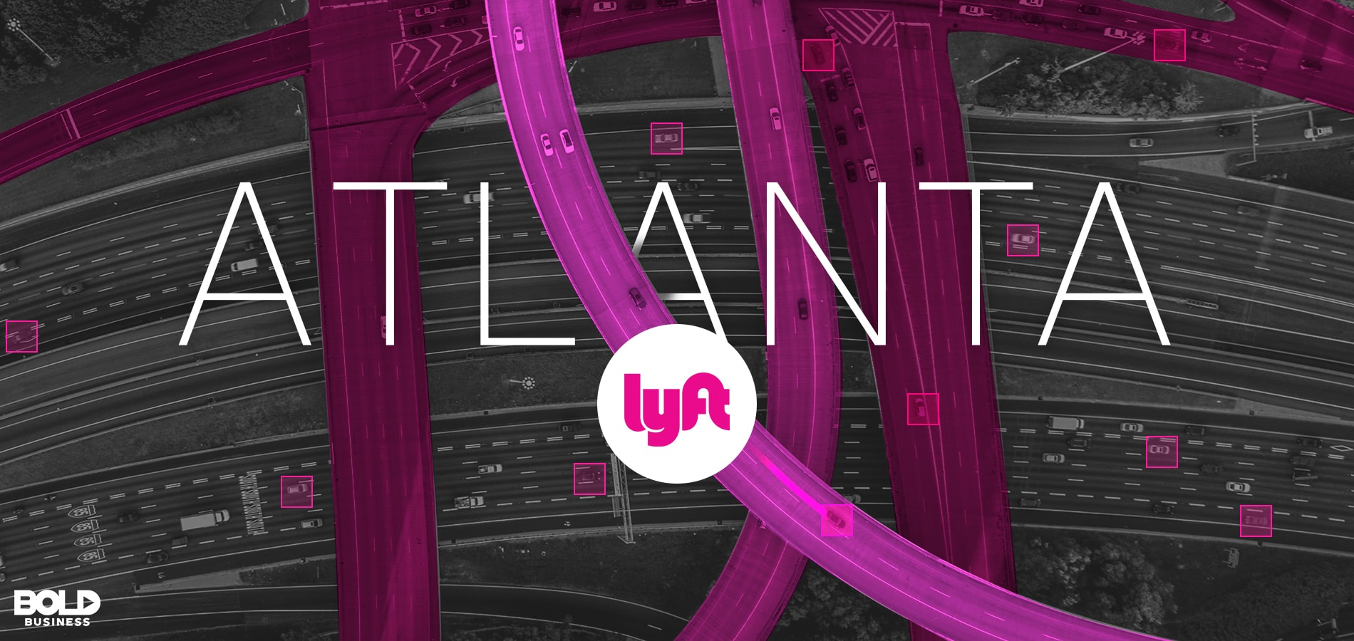 Atlanta and the Lyft logo superimposed over highlighted roads