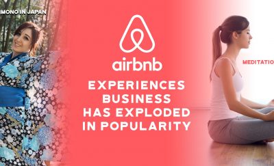 a photo that contains images of two women doing different things with the text 'Airbnb Experiences Business has exploded in popularity' written in the middle