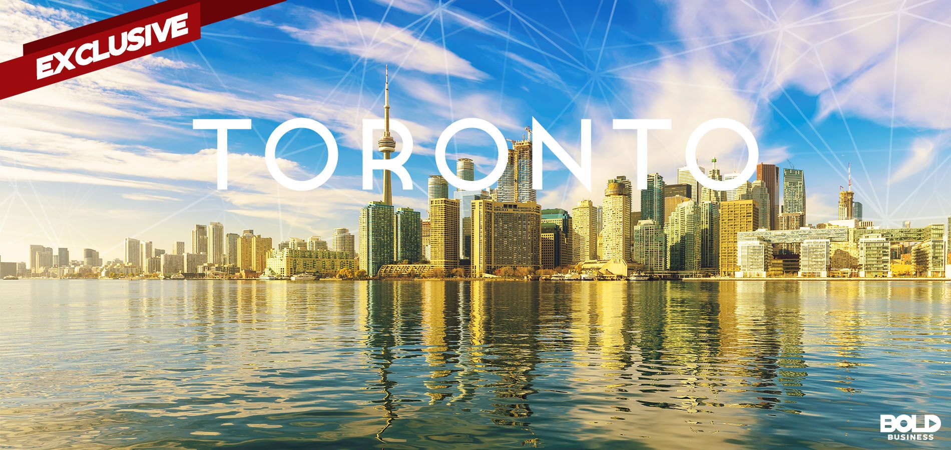 Toronto superimposed on an image of the city skyline