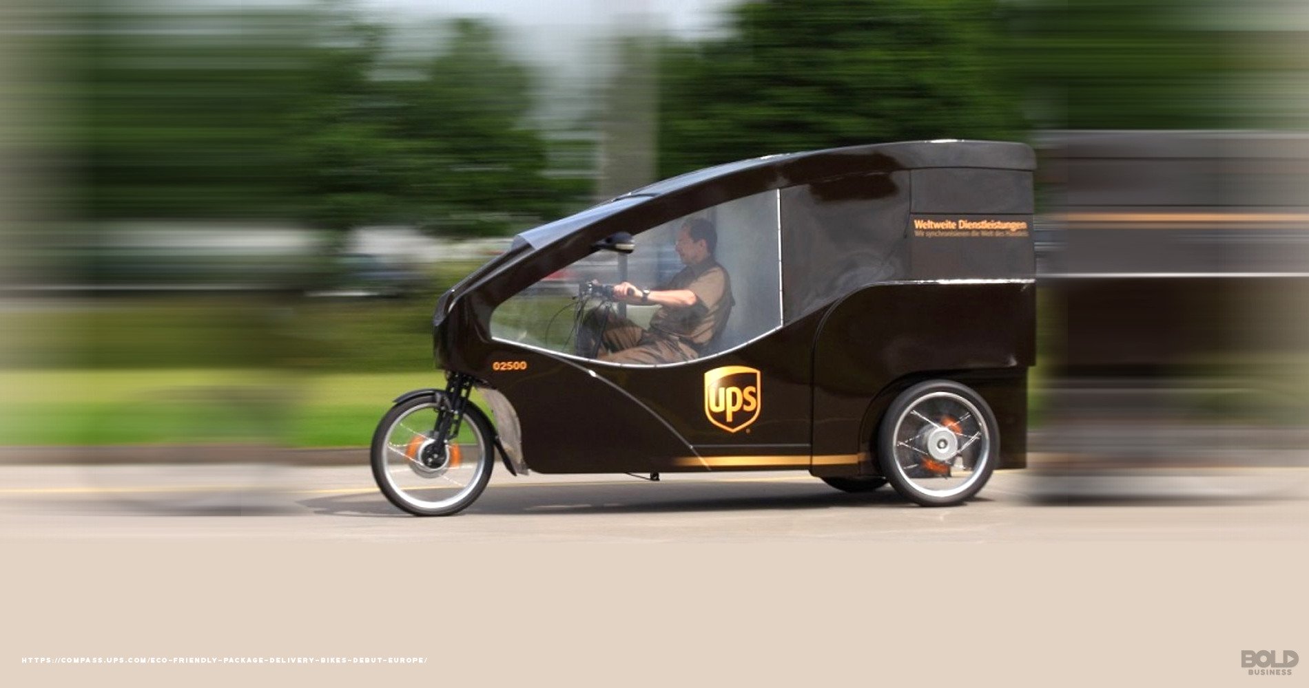 3-wheeled UPS mini vehicle in motion