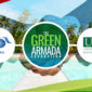 a photo of a global partnership for sustainable tourism shown by the company logos of Green Armada Foundation, UNWTO, and USF