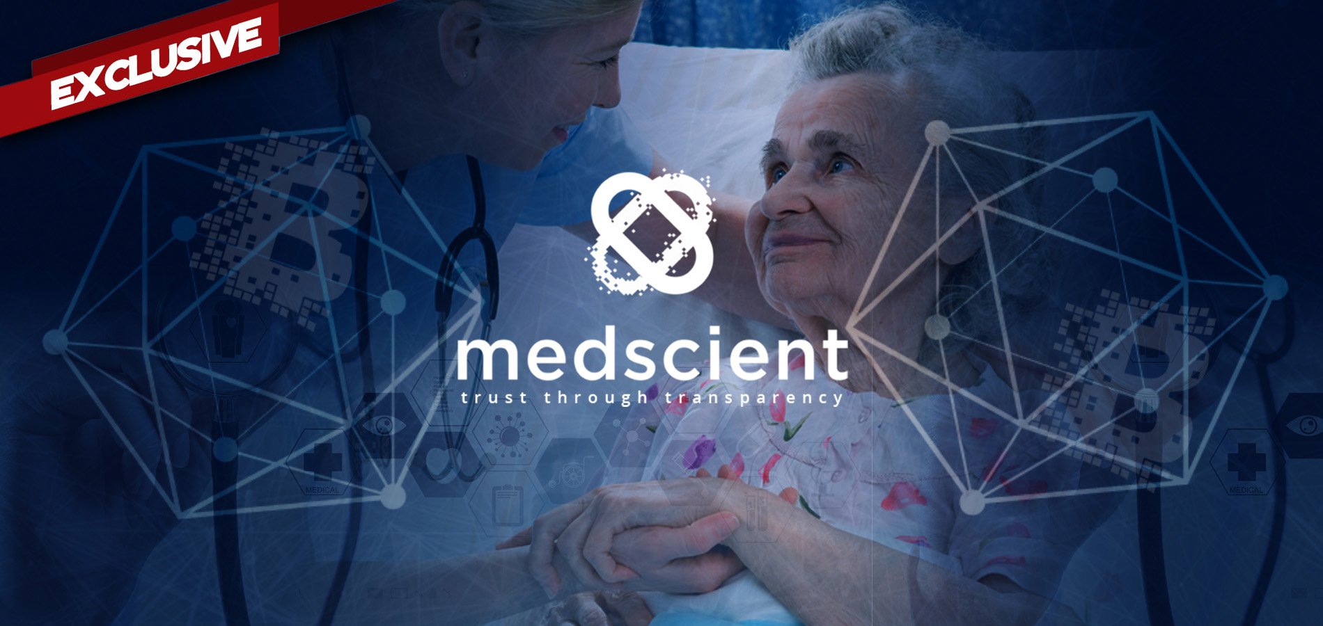 nurse leaning over a female patient with the mediscient logo superimposed