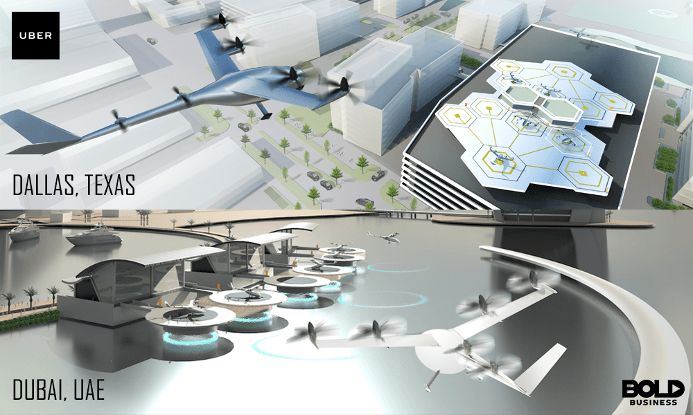 rendition of aerial transportation system of dallas, texas and dubai