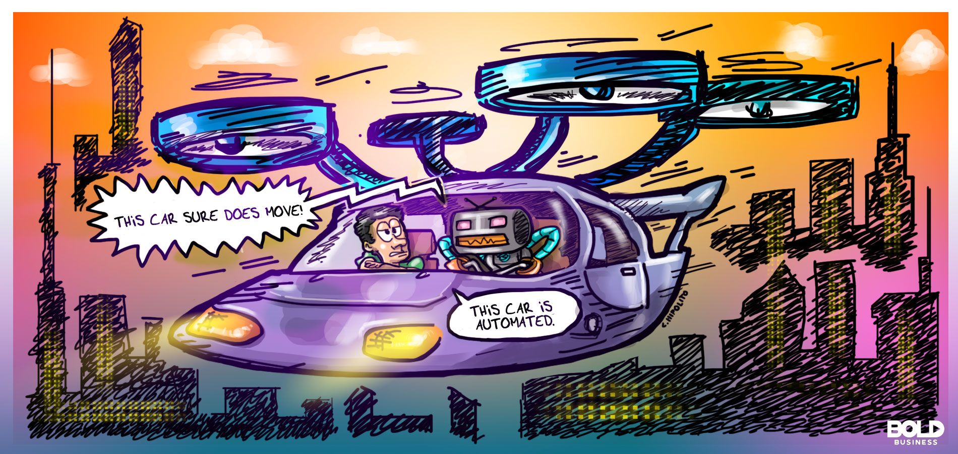 The Future of Autonomous Flying Cars Is Here Cartoon
