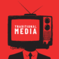 red GIF of traditional media with TV as head of man in a suit