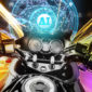 autonomous motorcycle driving towards AI