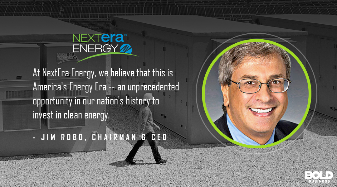 a photo quote of Jim Robo on progressing in NextEra Energy Battery Storage pursuits