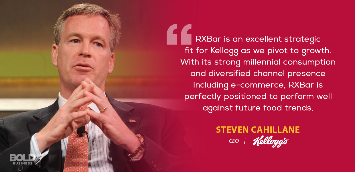 Steven Cahillane - CEO of Kellogg's Kellogg's saw the potential in RXBar's growth and appeal.