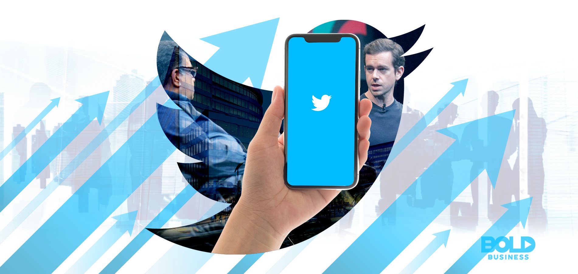Twitter's earning report, logo of twitter with jack dorsey on the background