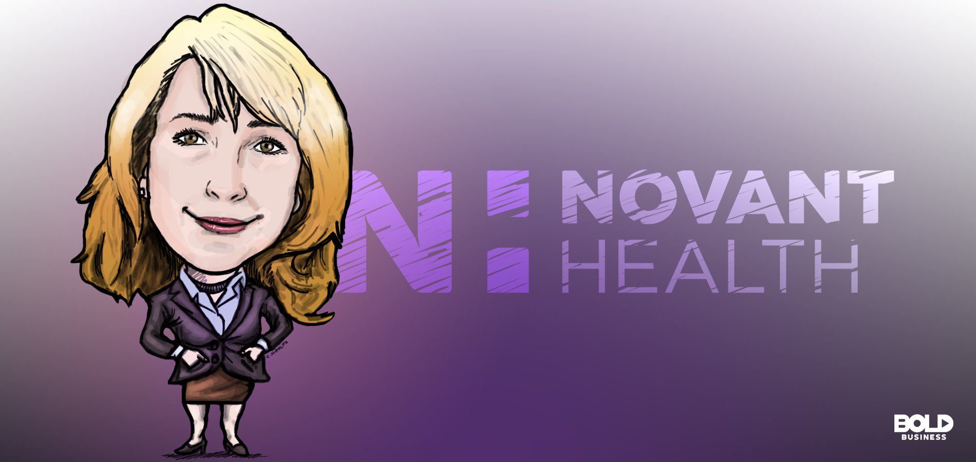 Angela Yochem of Novant Health Cartoon With a bold leadership style focused on effecting change, Angela Yochem of Novant Health has helped make her company an industry leader.