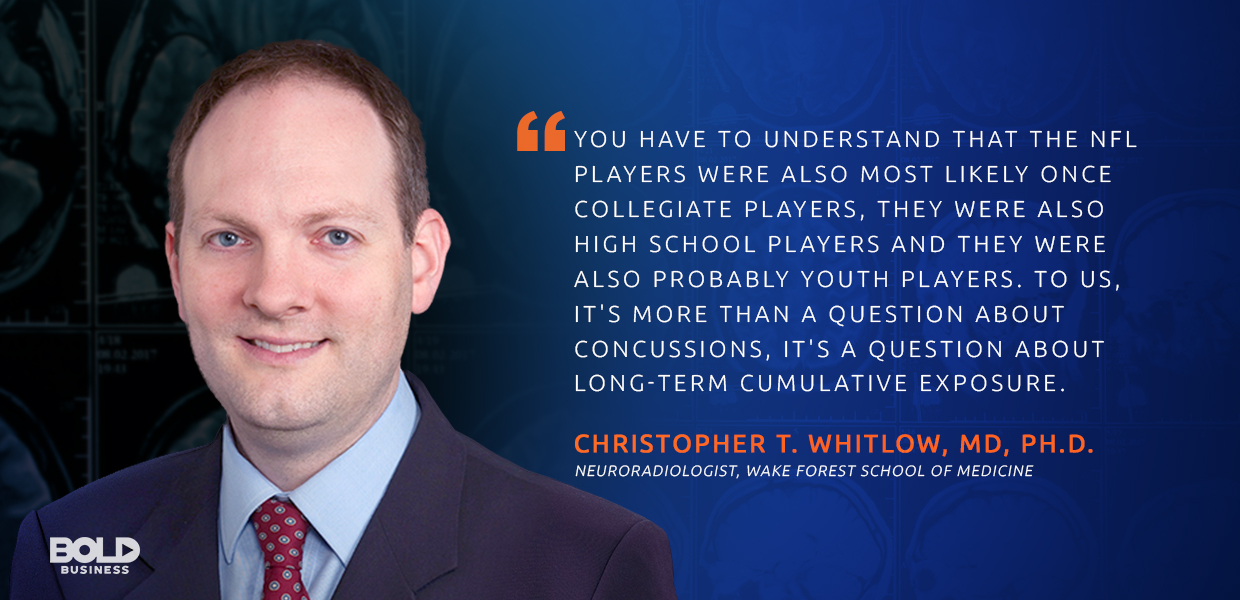 Concussion symptoms treatment should start early because of long-term cumulative exposure, according to Neuroradiologist Christopher Whitlow. concussion symptoms treatment, christopher whitlow