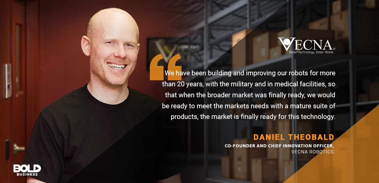quote of Daniel Theobald amidst the progress in supply chain automation and several companies' recognition of the advantages of robots today a photo quote of Daniel Theobald amidst the progress in supply chain automation and several companies' recognition of the advantages of robots today
