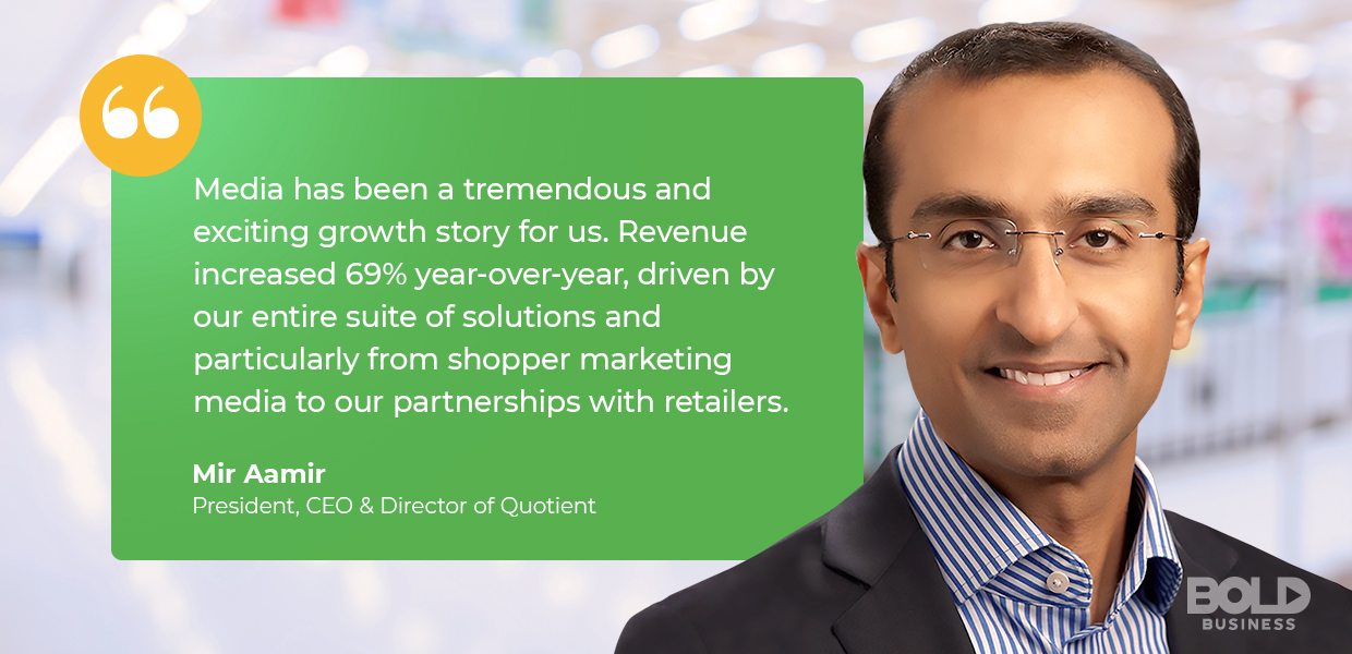 Digital Coupon Providers, Mir Aamir, CEO of Quotient, talks about the company's increase in revenue by 69% digital coupon providers, quotient president and ceo Mir Aamir quoted about partnerships with retailers
