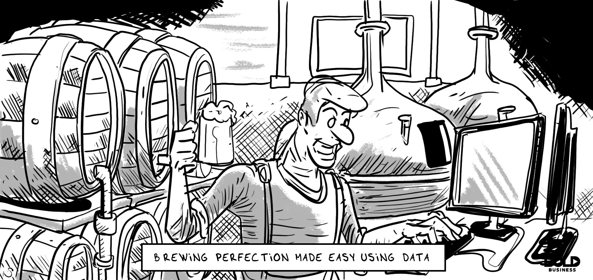 brewing perfection made easy using data, a brewer improving beer using data in a lab