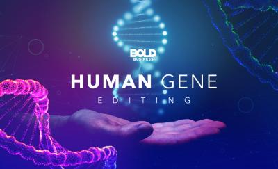 gene editing, hand under a gene sequence