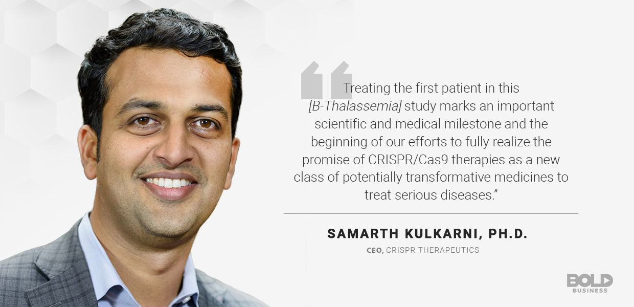 CEO of CRISPR Therapeutics, Samarth Kulkarni, PH.D. CRISPR Therapeutics has developed transformative medicines to treat diseases, according to CEO Samarth Kulkarni.