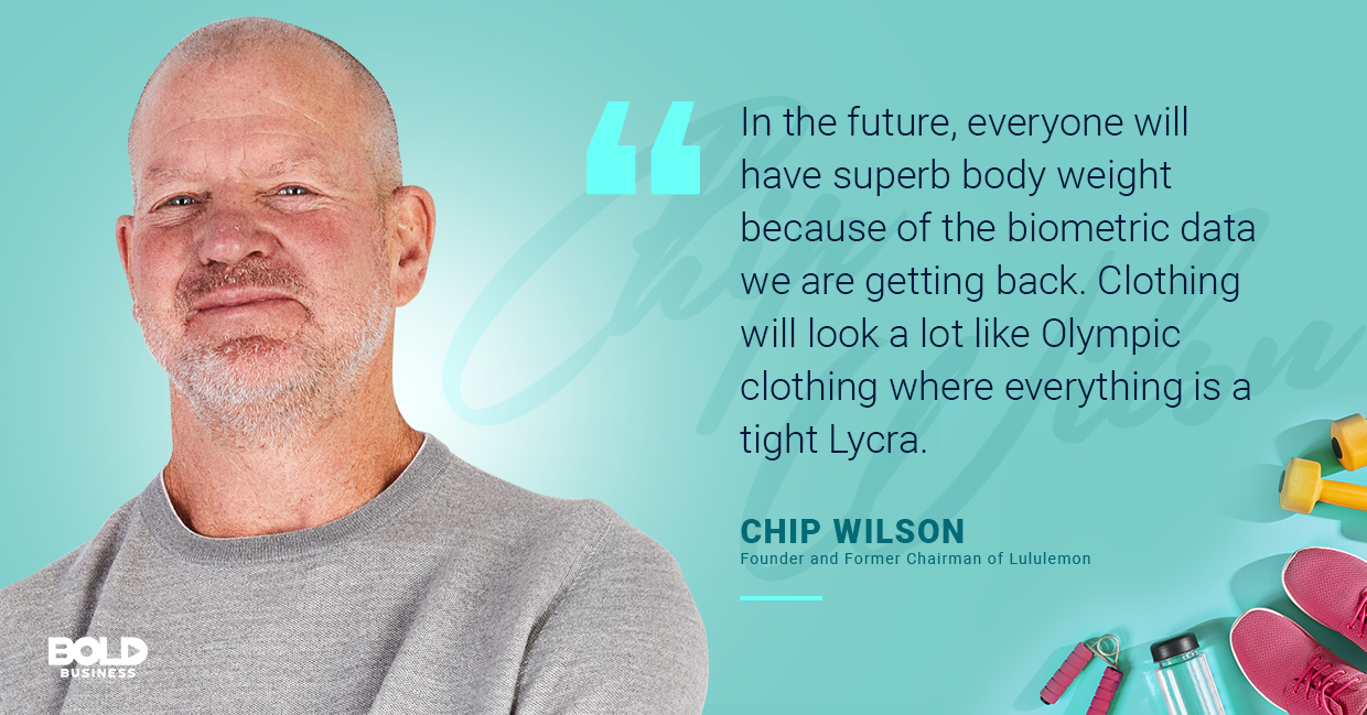 a photo quote of Chip Wilson in relation to athleisure wear and fitness clothing brands