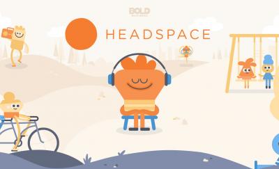 a photo of the Headspace Meditation App graphics and its logo