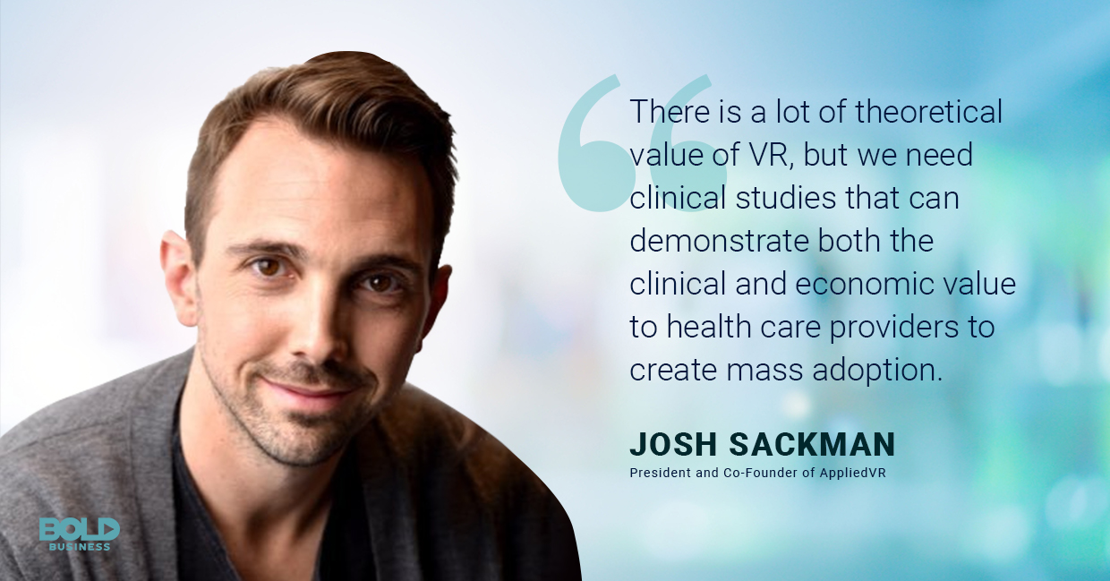 a photo quote of Josh Sackman in relation to the rise of virtual and augmented reality technologies