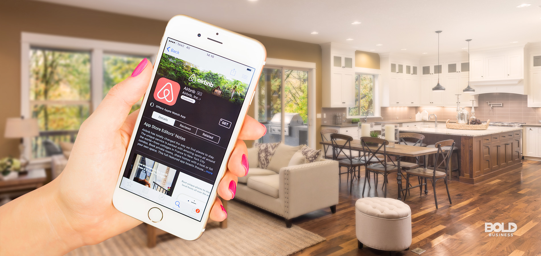 airbnb startup story, airbnb app on smartphone