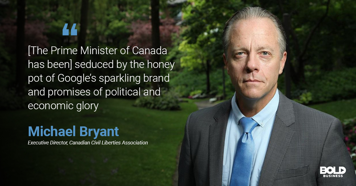 a photo quote of Michael Bryant in relation to the current discussions on Sidewalk Labs and smart city initiatives