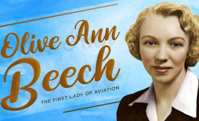 a photo of Olive Ann Beech with her title as the 
