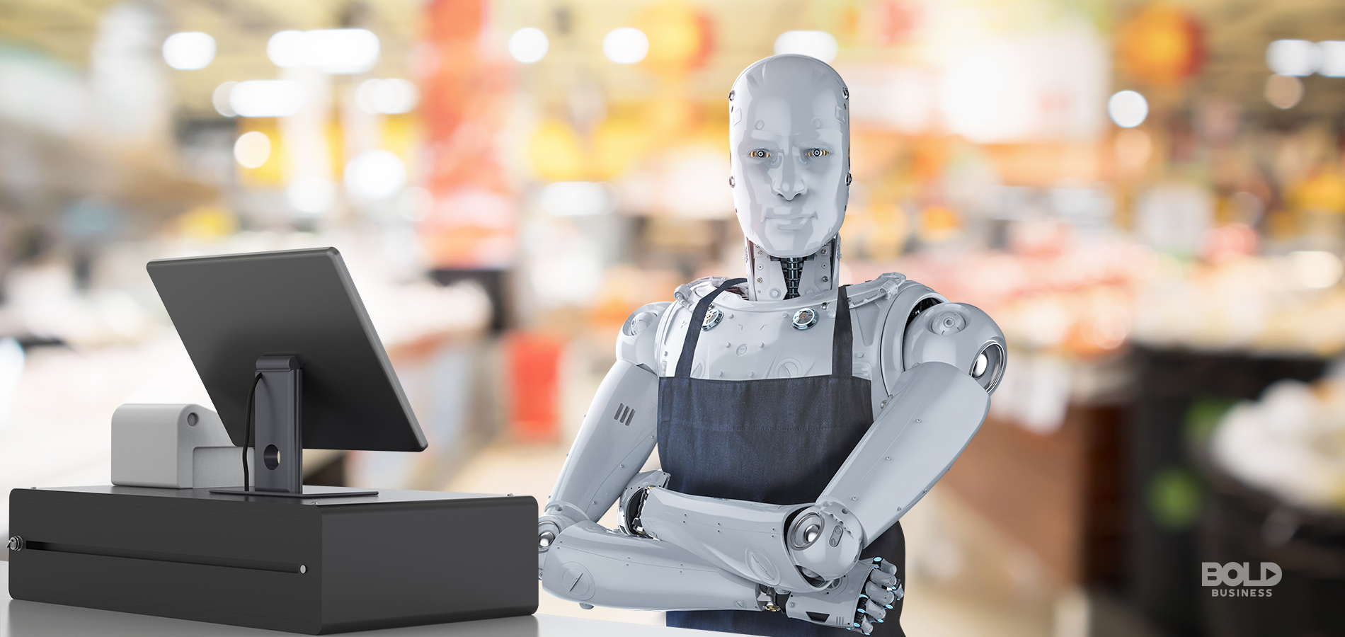 robotic workforce, robot in an apron