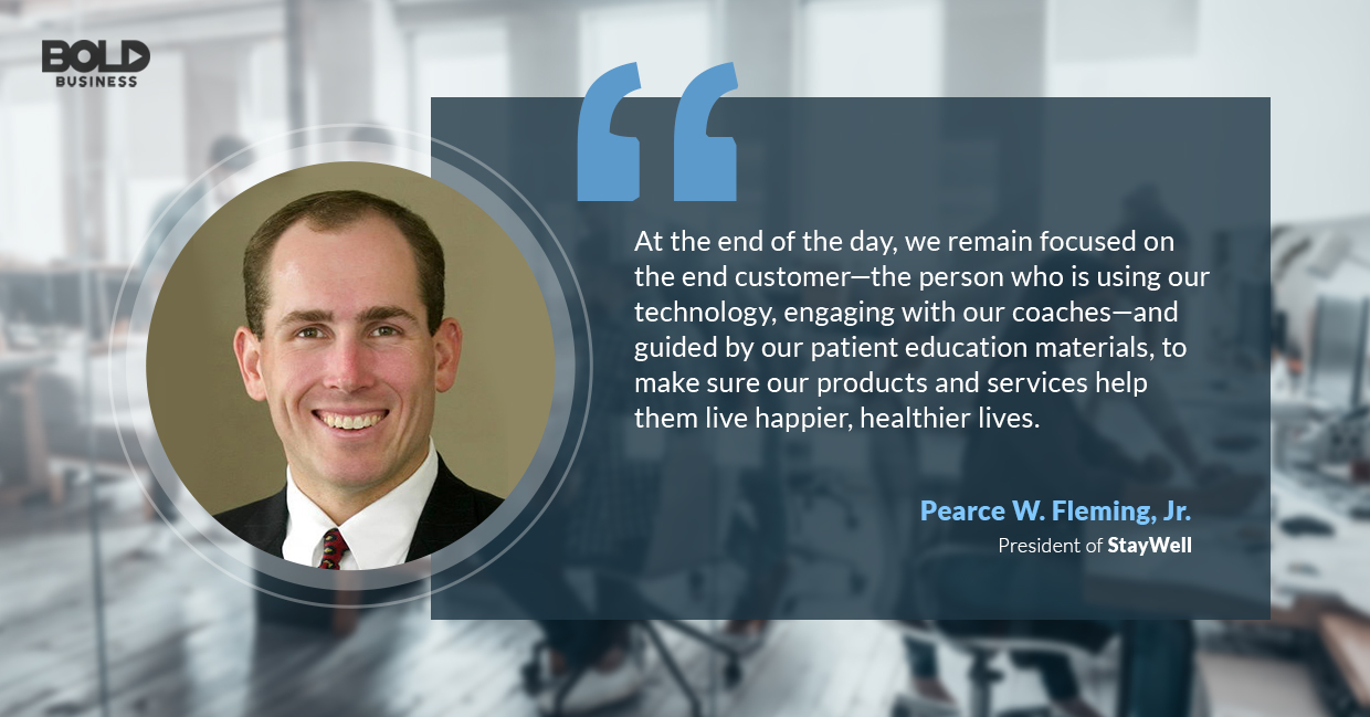 quote of Pearce Fleming of StayWell Company on what they do for their primary clients a photo quote of Pearce Fleming of StayWell Company on what they do for their primary clients