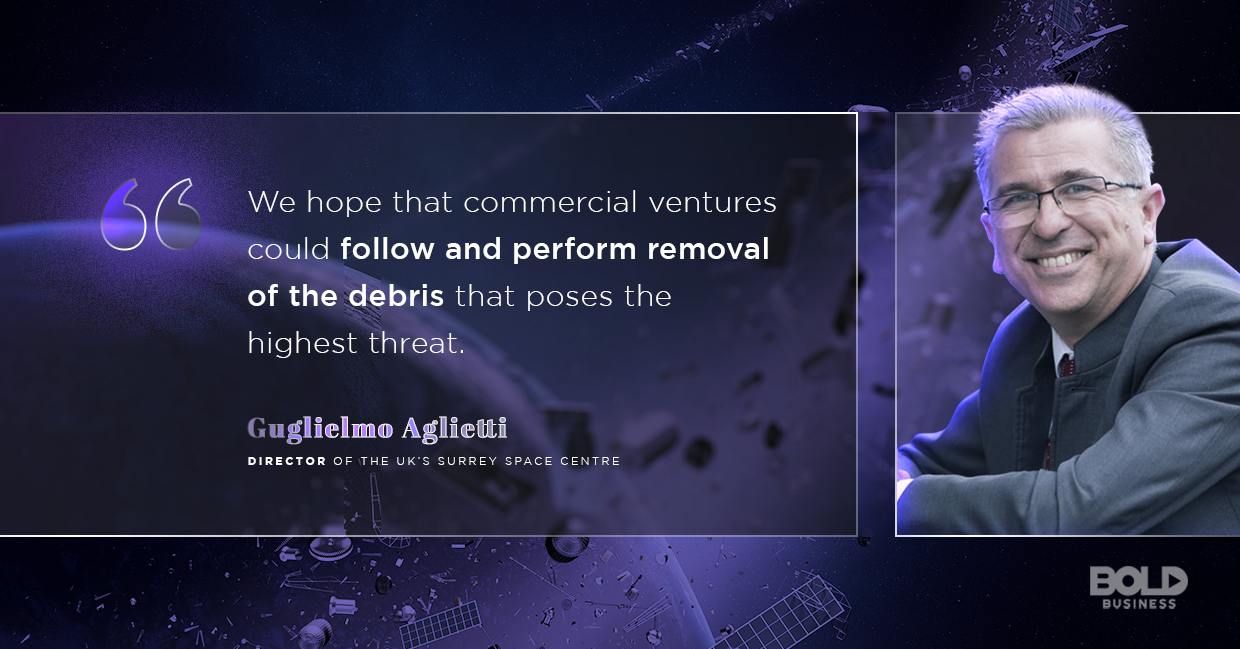 Bold companies should initiate removal of debris in space. space debris, guglielmo aglietti quoted