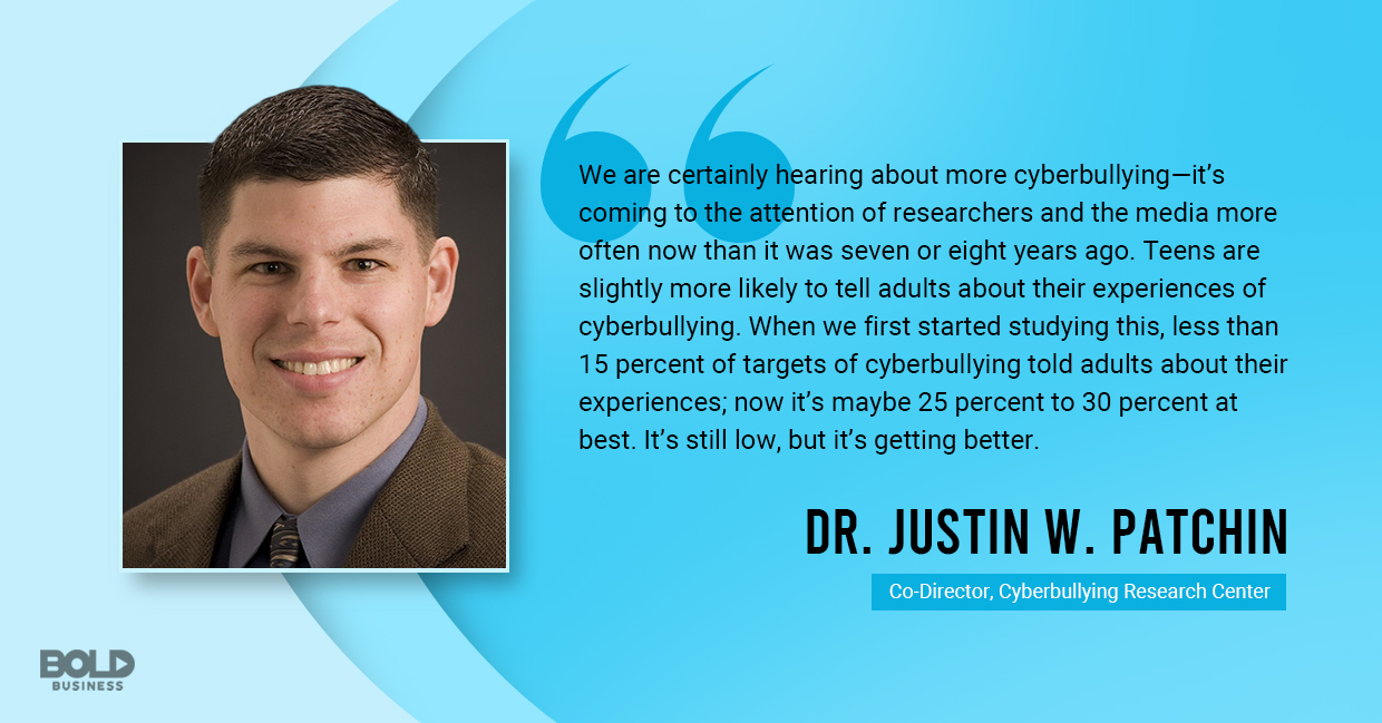 photo quote of Dr. Justin W. Patchin in relation to the fact that the creation of the Bark app is a timely one a photo quote of Dr. Justin W. Patchin in relation to the fact that the creation of the Bark app is a timely one