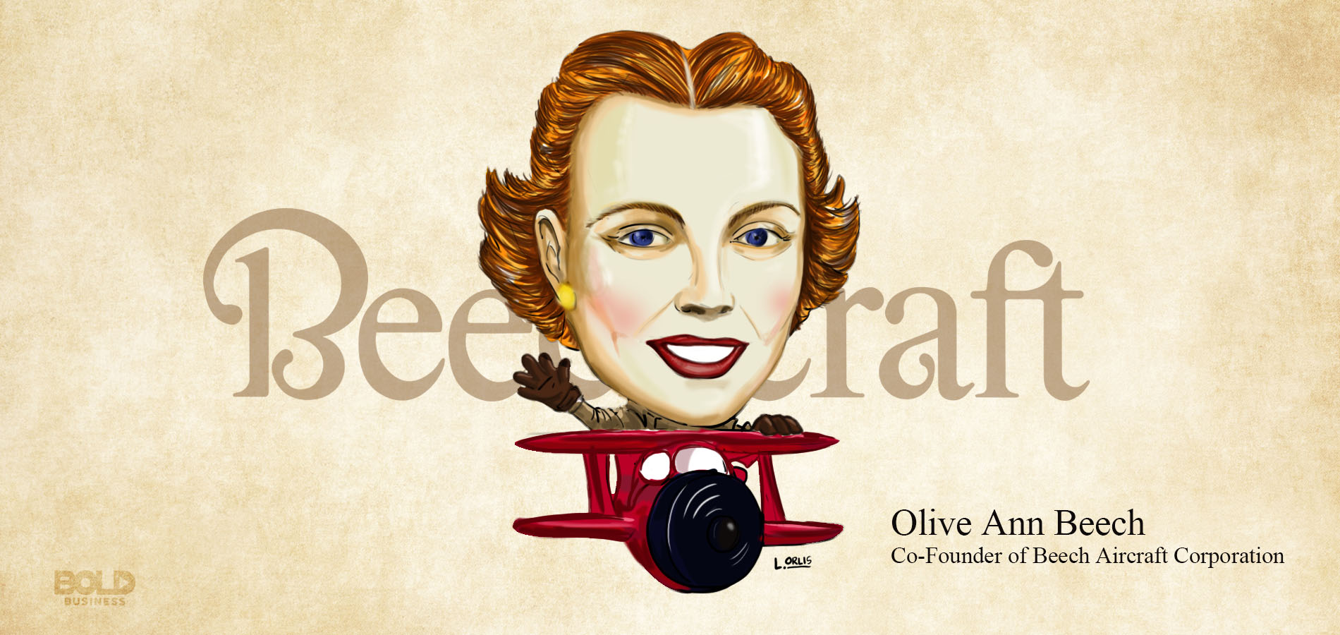queen of the aircraft industry olive ann beech riding in a plane cartoon
