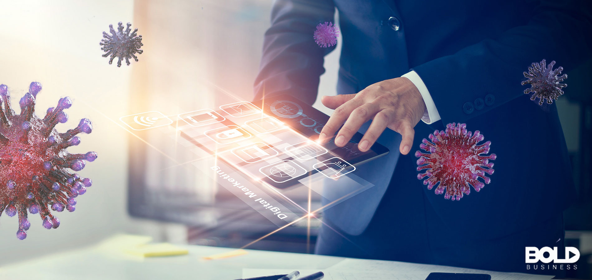 Some dude using a tablet to battle coronavirus