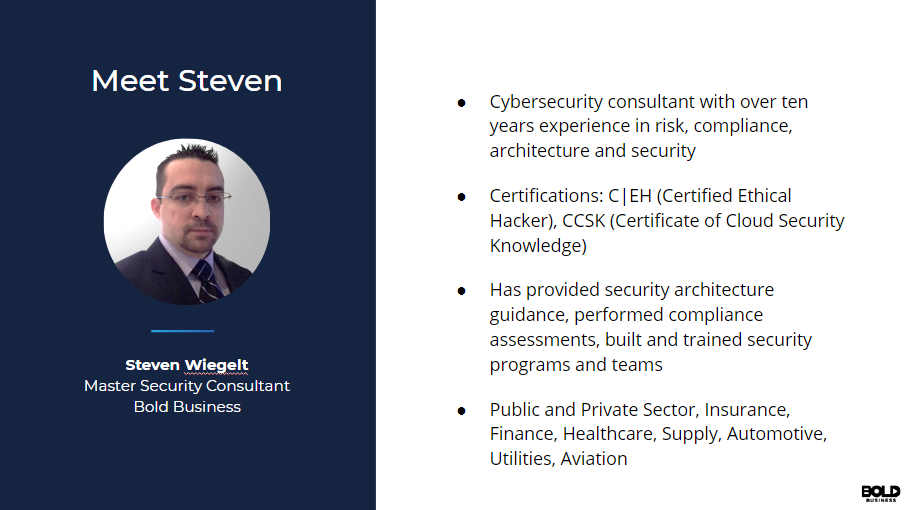 Steven Wiegelt looking sharp in his profile pic