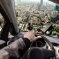 The view from a flying car, which is actually terrifying