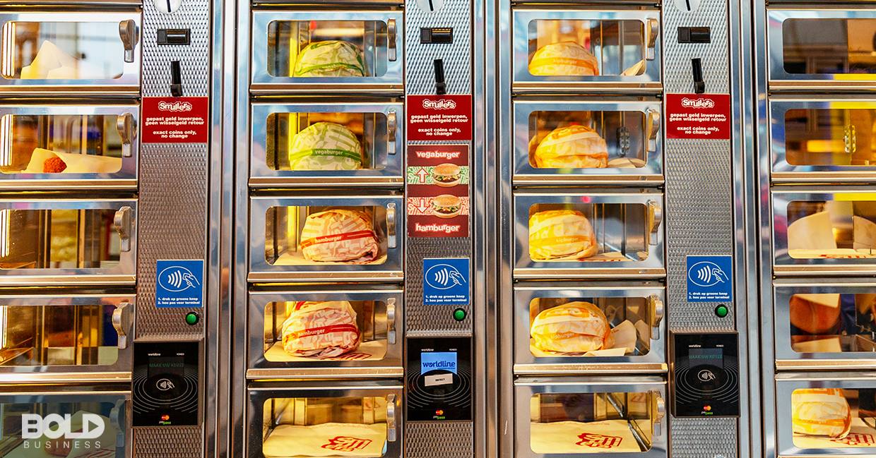A wide array of food offered in an automat