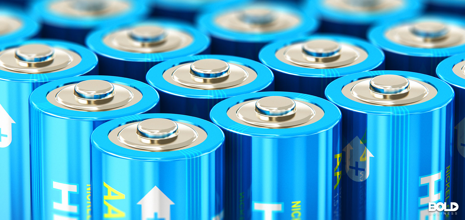 An army of blue batteries ready to charge