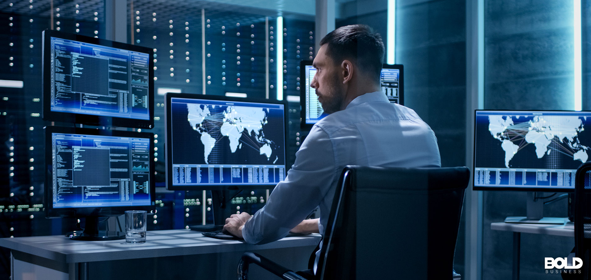 A dude either conducting a cyberattack or protecting against one
