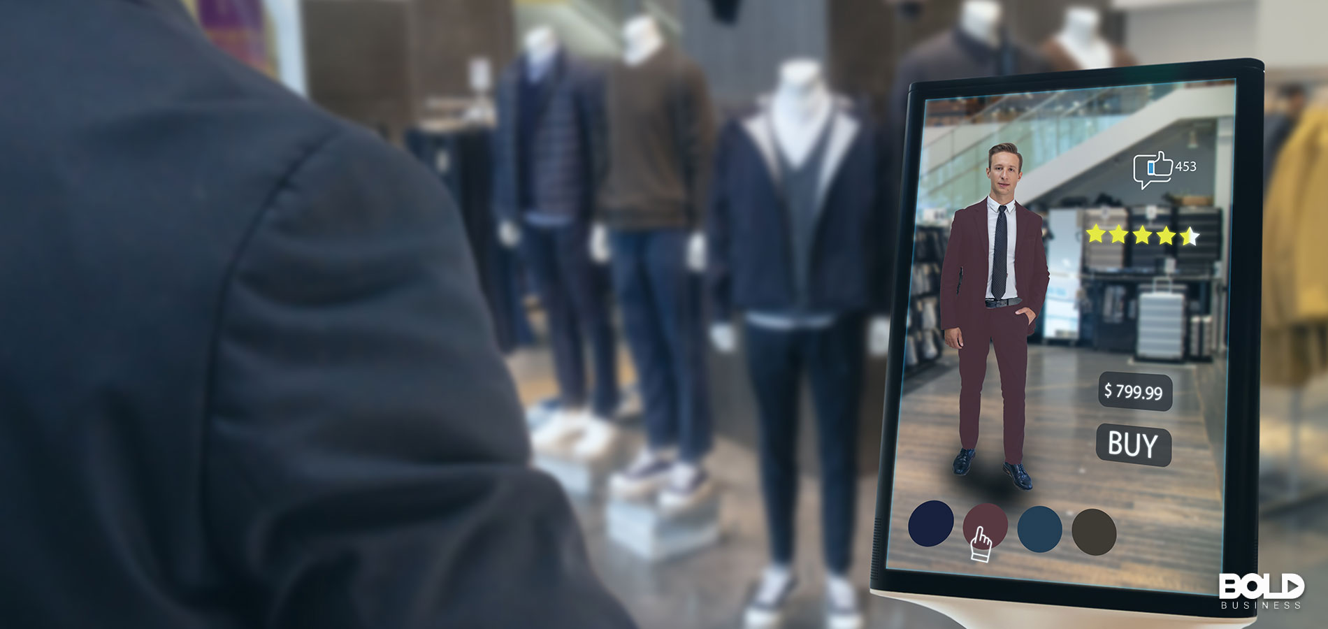 Someone trying on clothes digitally