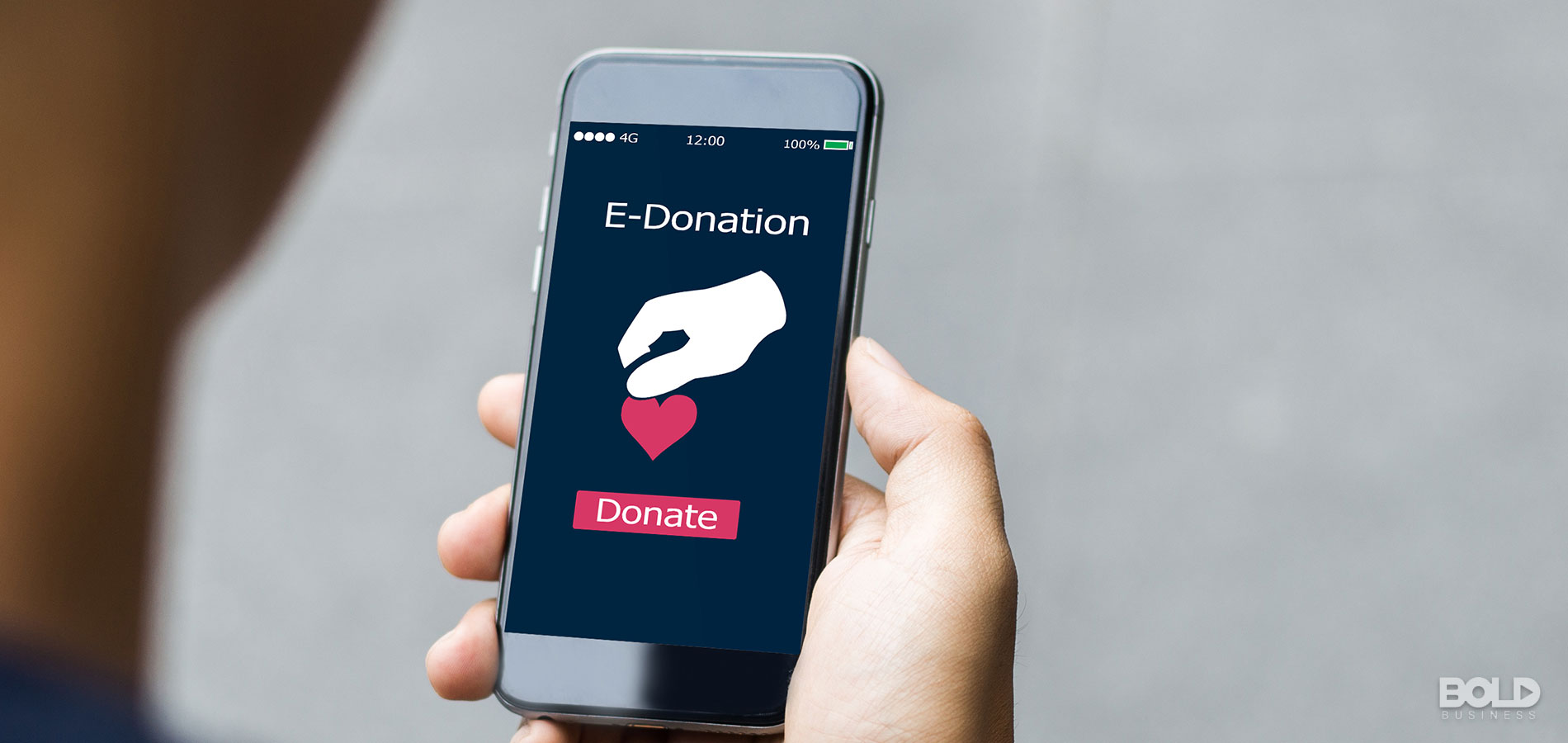 Someone donating to charity via an app