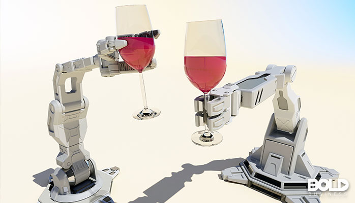 To robot arms getting drunk on red wine