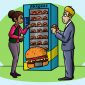 a cartoon of a hamburger vending machine