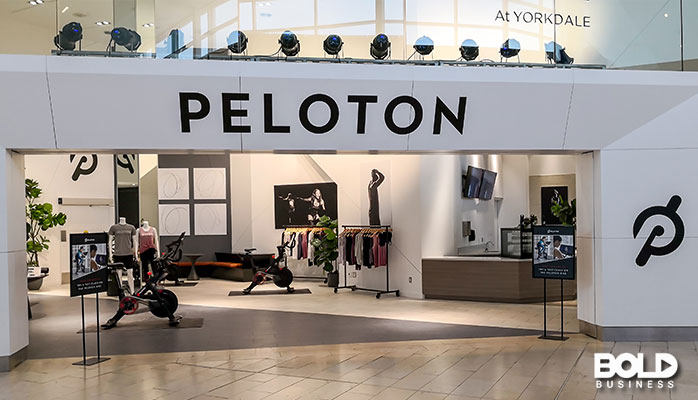 A Peloton shop selling Pelotons